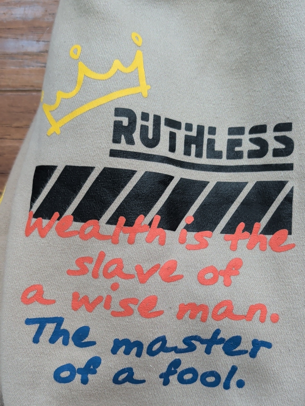 Keep Life Simple Create 2MRW Graphic Hoodie - Tan with Multicolor Prints - Picture 8 of 10